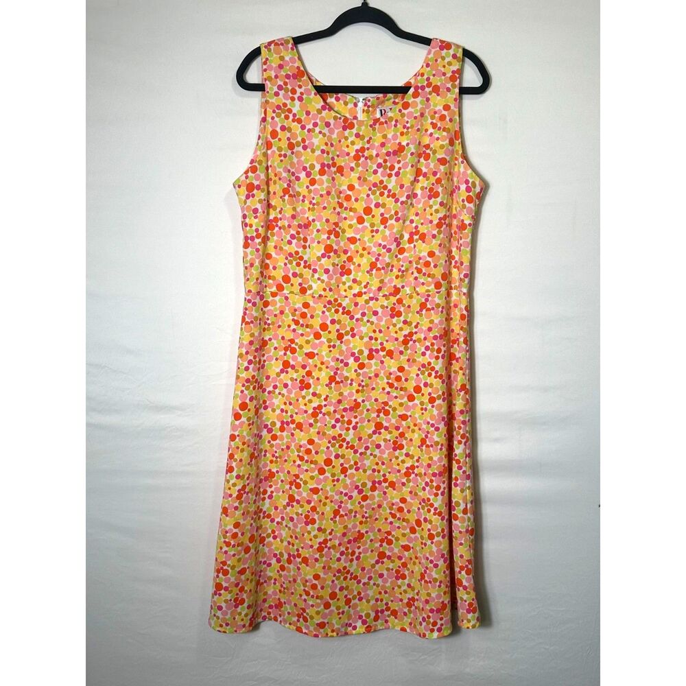 R&K Originals Women's Sleeveless Polka Dot Mod BOHO Midi Sheath Dress Size 12